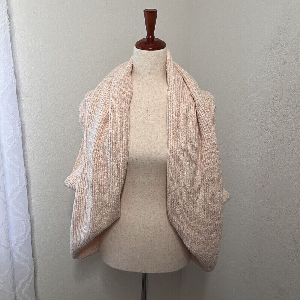 J. Jill Pure Jill Pink Ribbed Knit Open Front Shrug Shawl Cardigan One Size